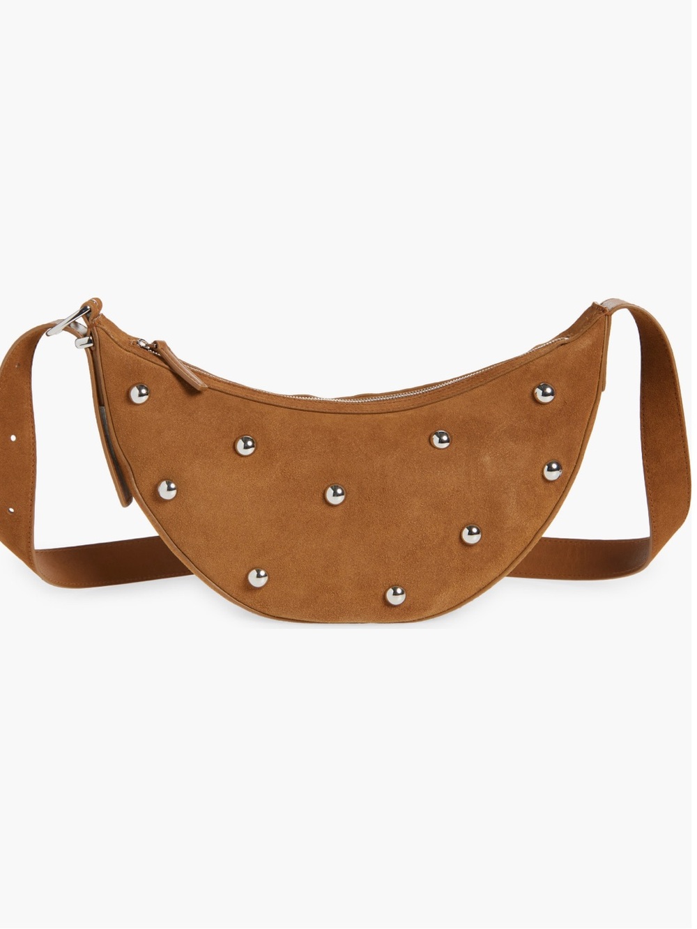 Madewell Studded Suede Crescent Sling Bag